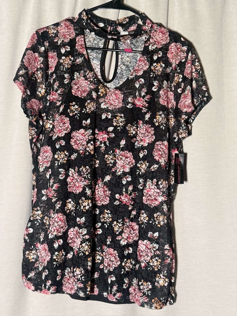 No Boundaries Sheer Lace Choker Gigi Cutout Floral Top two piece size XXL